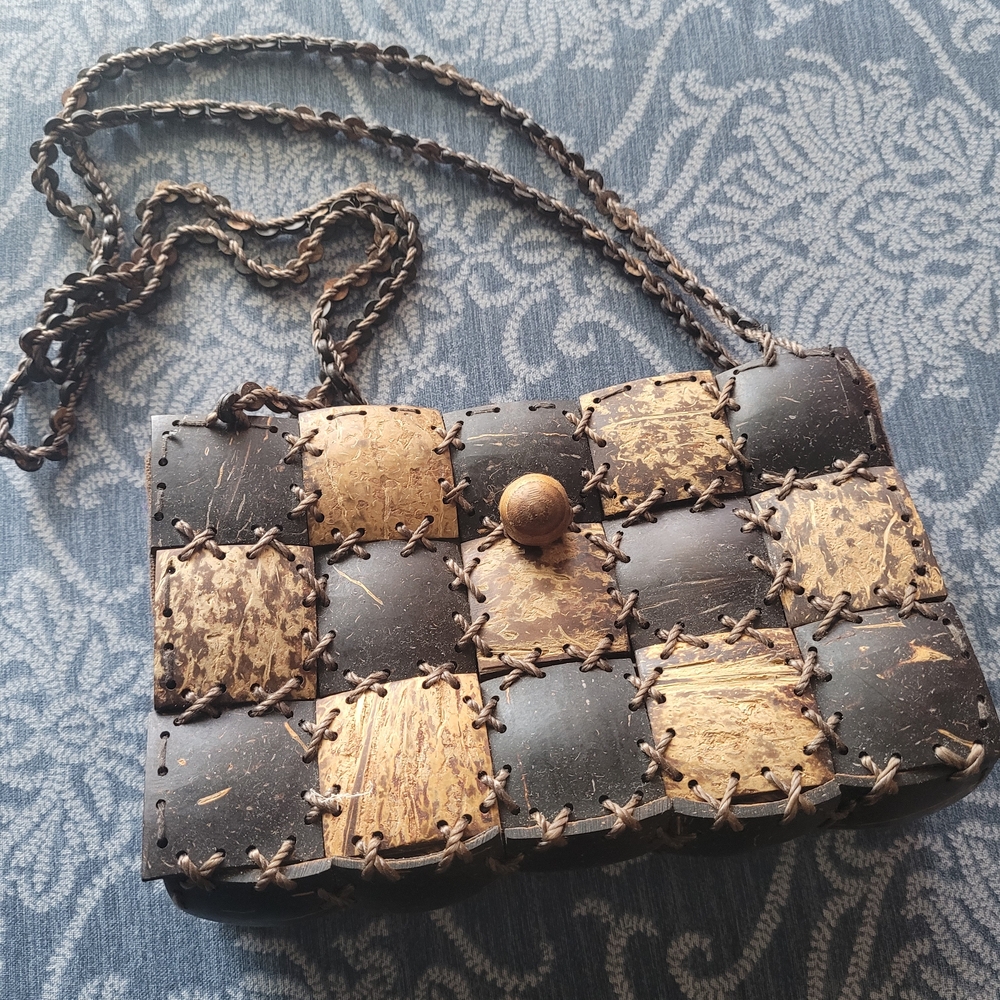 Handcrafted Brown and Natural Woven Crossbody Bag